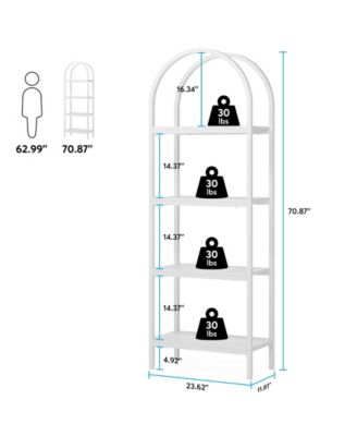 Tribe signs 4-Tier Open Bookshelf, 70.8" Industrial Arched Bookcase Storage Shelves with Metal Frame for Office, Bedroom, Living Room