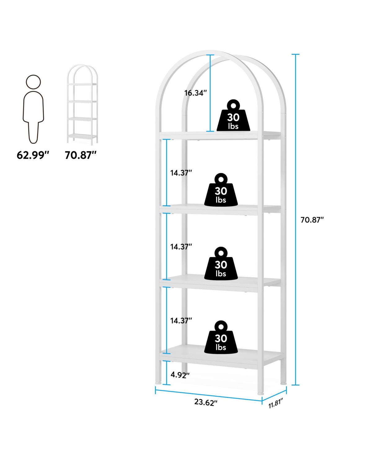 Tribe signs 4-Tier Open Bookshelf, 70.8