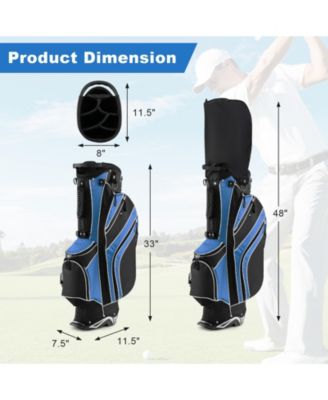 Blue Golf Stand Cart Bag with 6-Way Divider Carry Pockets