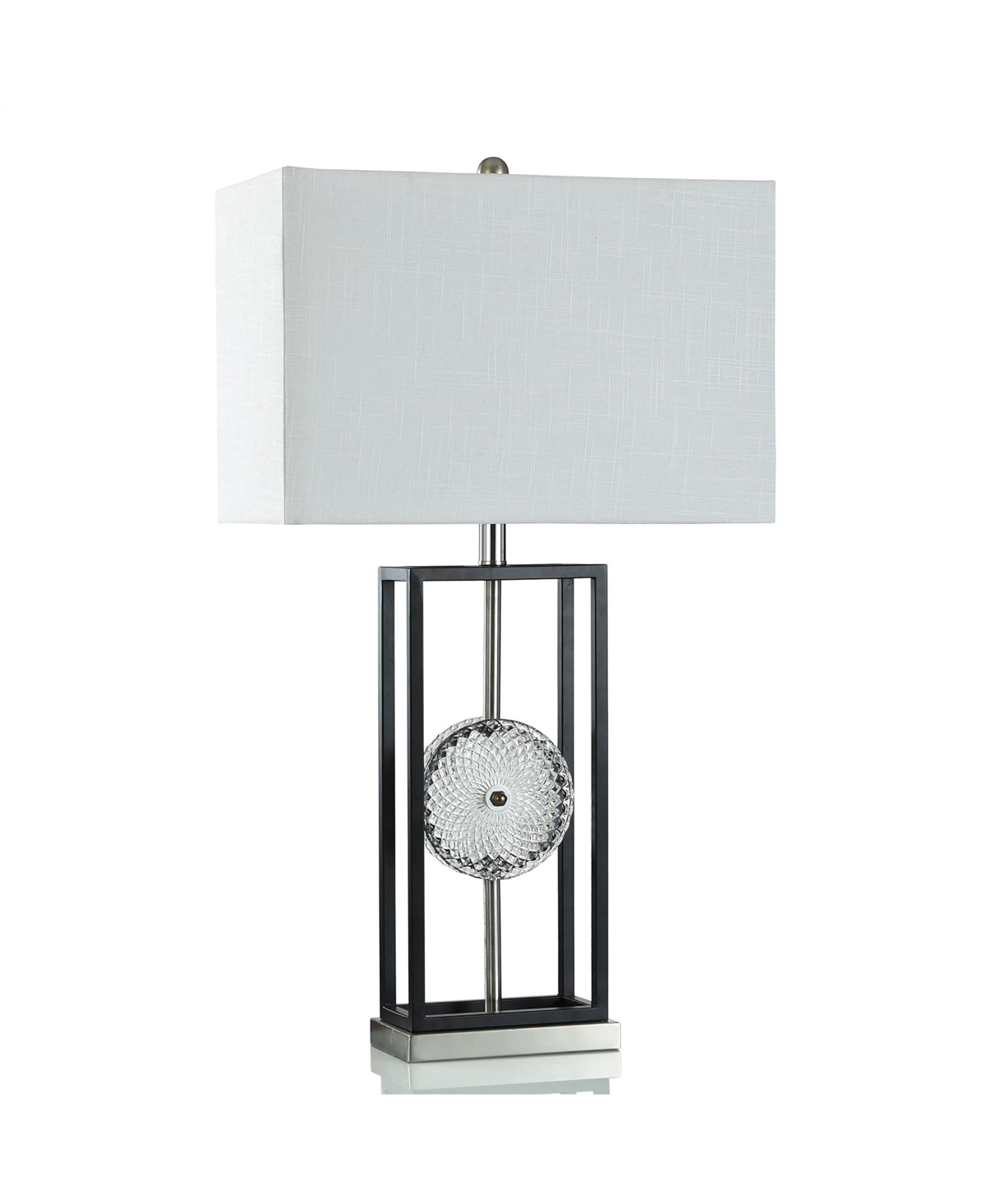 Stylecraft Home Collection 32" Mandala Open Base With Crystal Medallion Table Lamp In Black And Brushed Steel,clear