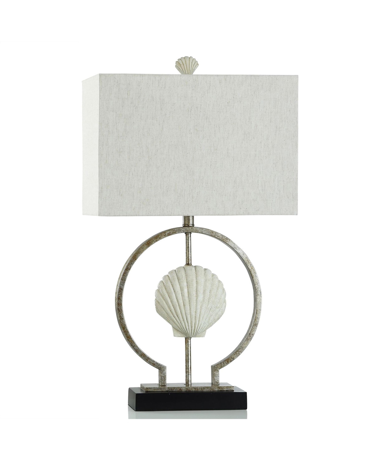 Stylecraft Home Collection 30.25" Aleutian Style Floated Seashell Rustic Coastal Table Lamp In Distressed Metal,cream,black Steel