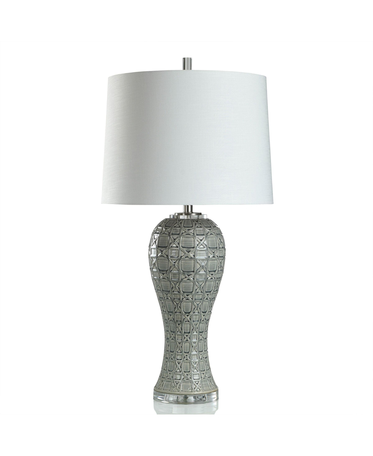 Stylecraft Home Collection 35.5" Whisper Geometric Overlay Design Glaze Table Lamp In Grey Glazed,geometric Shapes