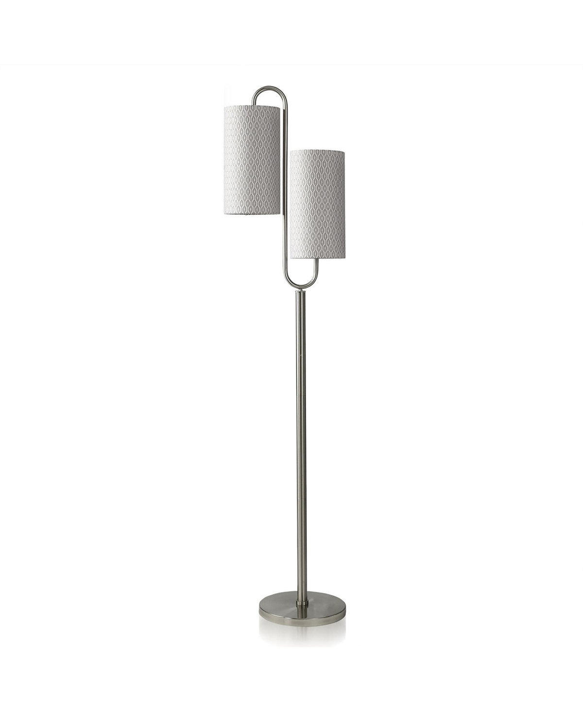 Stylecraft Home Collection 66.75" Modern Double Curve Floor Lamp In Brushed Steel