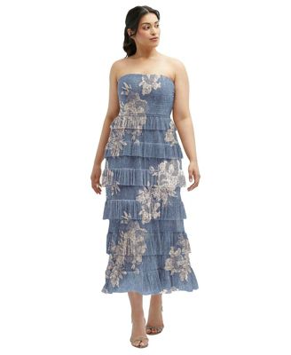 After Six Women's Ruffle Tiered Skirt Metallic Pleated