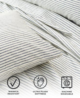 Striped Wrinkle Resistant Microfiber 4-Pc. Sheet Set, Queen