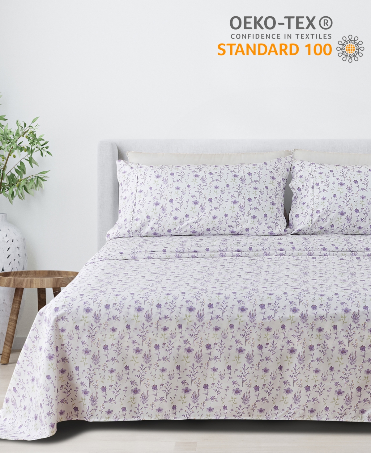 Premium Comforts Floral Printed Microfiber 4-Pc. Sheet Set