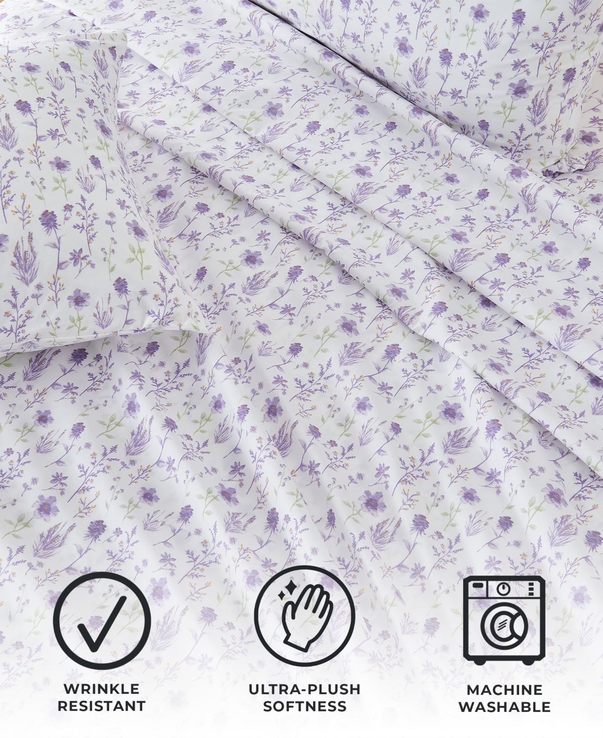 Premium Comforts Floral Printed Microfiber 4-Pc. Sheet Set