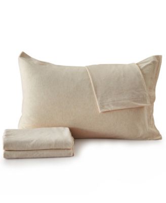 Heathered Melange T-shirt Jersey Knit Cotton Blend 4 Piece Sheet Set, Full