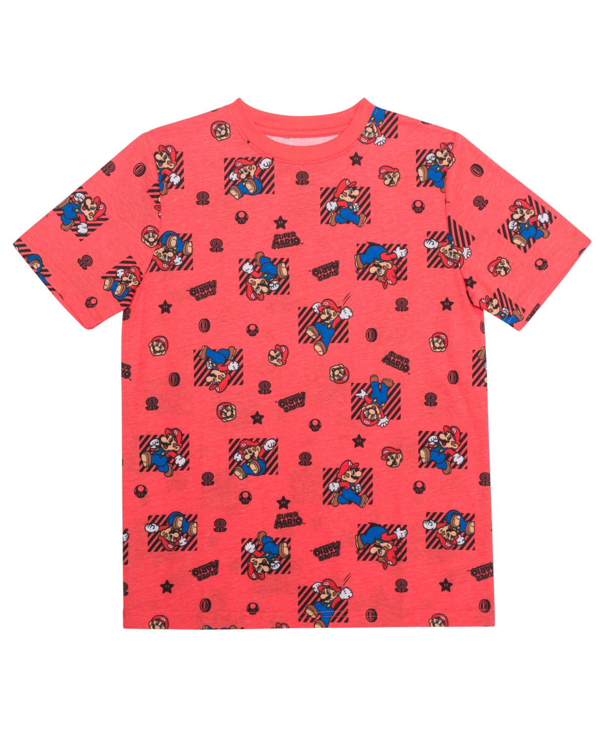 Shop Hybrid Big Boys Super Mario All Over Print Short Sleeves Graphic T-shirt In Red