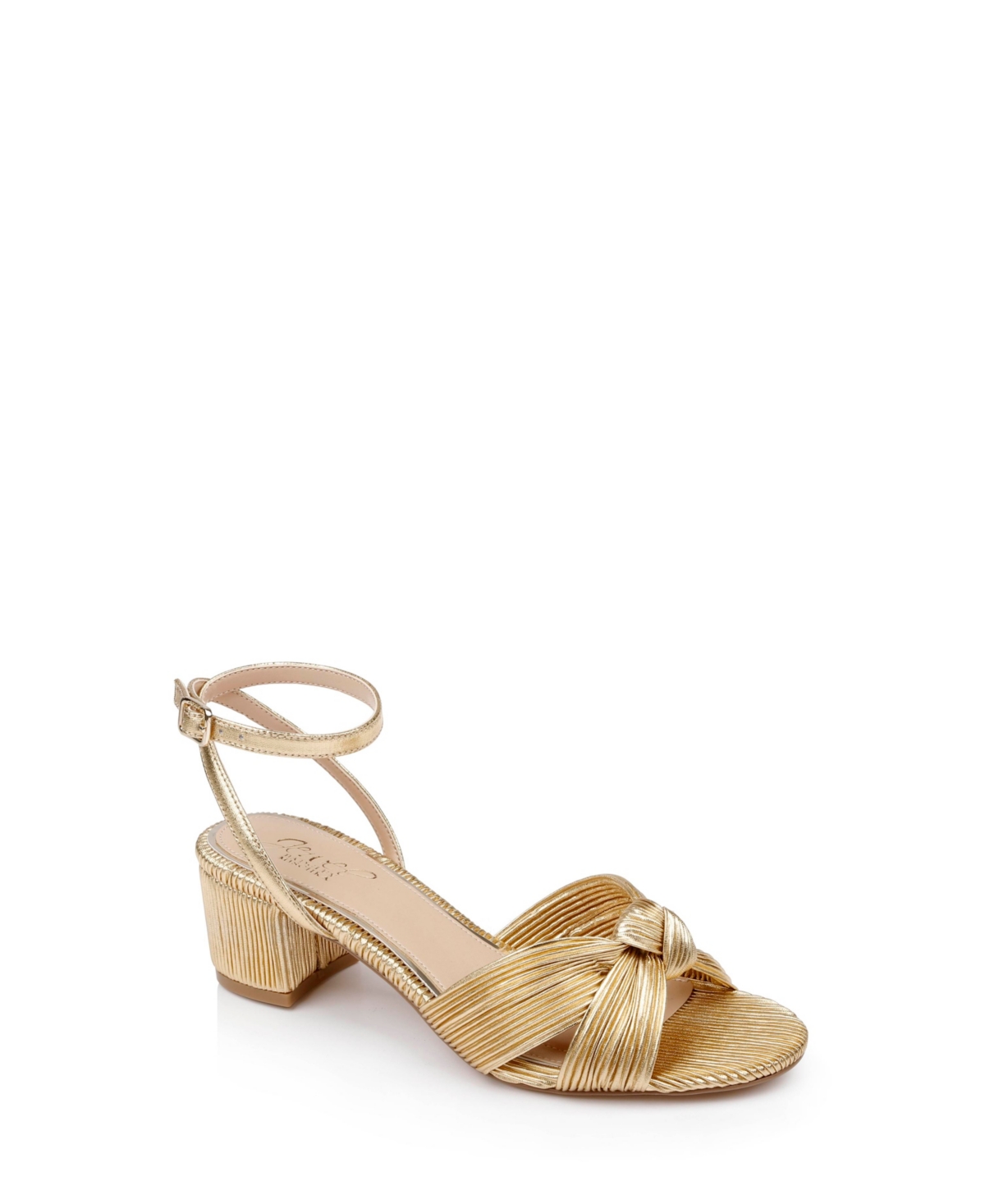 Shop Jewel Badgley Mischka Women's Hudson Knot Block Heel Evening Sandals In Gold