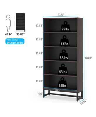 Tall Bookcase and Bookshelf, 70.8” Large Bookcases Organizer with 5-Tier Storage Shelves for Living Room, Bedroom, Office