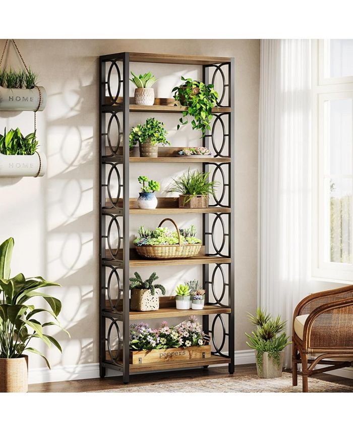 Tribesigns Tribe signs 8Shelves Staggered Bookshelf, Industrial 70.8