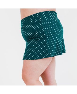 Plus Size Chlorine Resistant High Waisted Mini Swim Skirt With Shorts