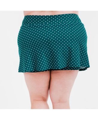 Plus Size Chlorine Resistant High Waisted Mini Swim Skirt With Shorts