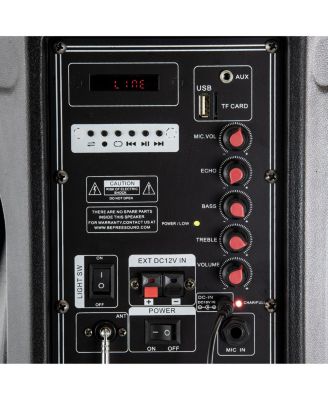 12 Inch 2500 Watt Bluetooth Portable Party PA Speaker With Illuminating Lights and USB/MicroSD/AUX-in/FM Radio/DV12V Inputs