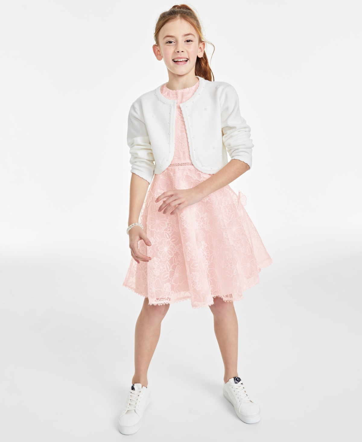 Shop Rare Editions Big Girls Imitation Pearl Embellished Cardigan, Created For Macy's In White