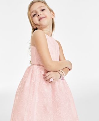 Rare Editions Toddler Little Big Girls Floral Organza Social Dress Big Girls Imitation Pearl Embellished Cardigan In White