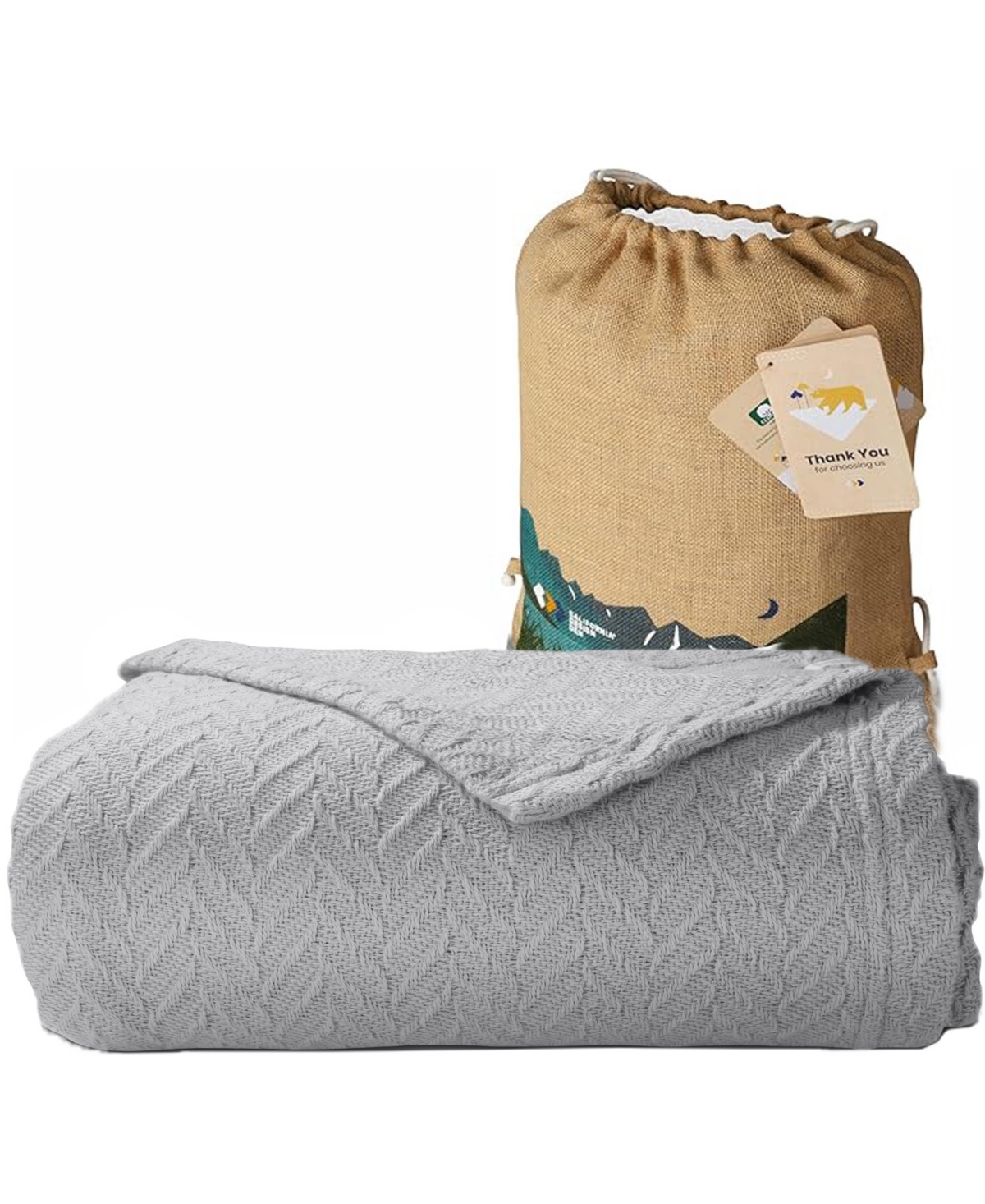 California Design Den 100% Cotton Blanket, Breathable Bed Blanket, All Season Size Cotton Blanket by