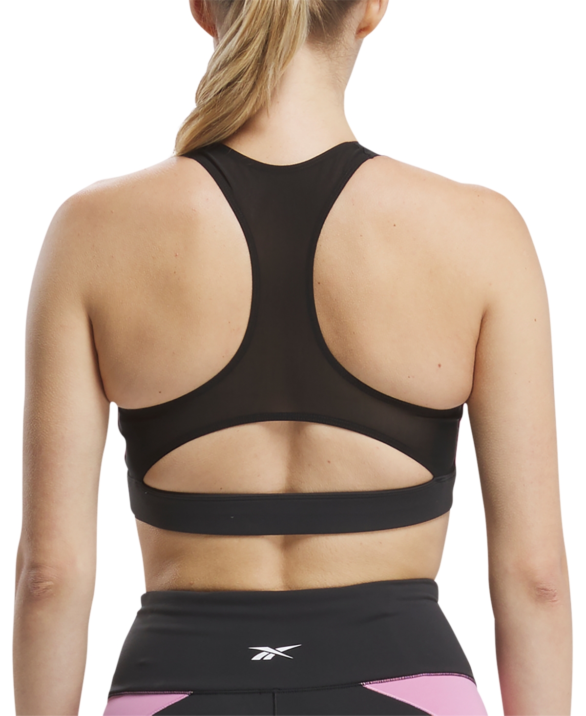 Shop Reebok Women's Active Lux Racerback Colorblocked Sports Bra In Black,laspin