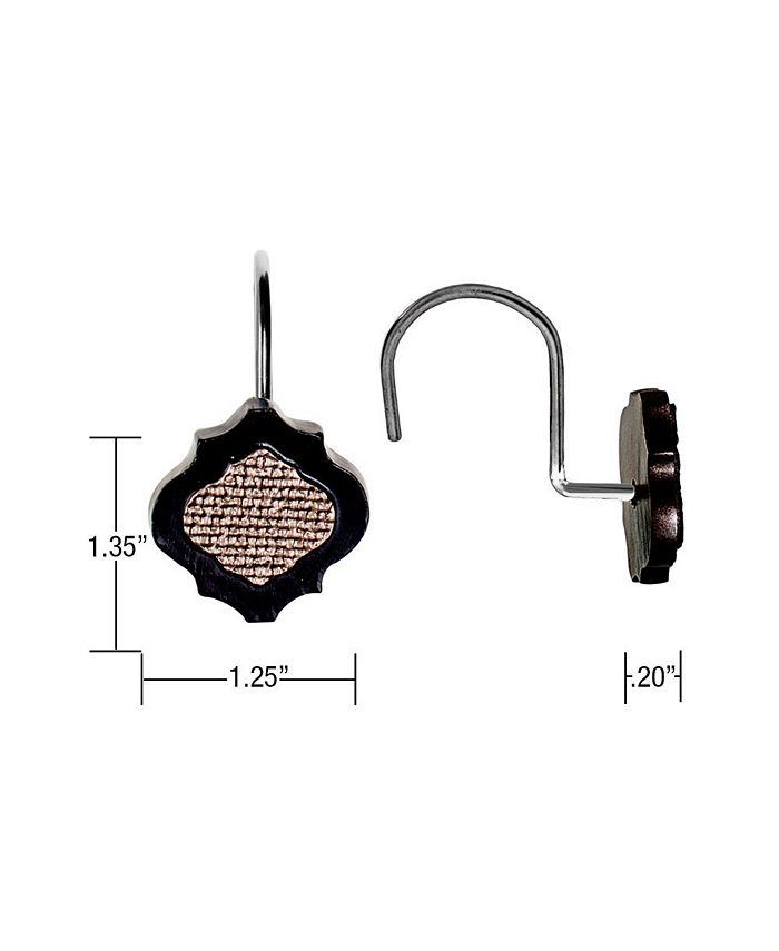 Creative Scents Dahlia Collection Brown Shower Curtain Hooks Set of 12