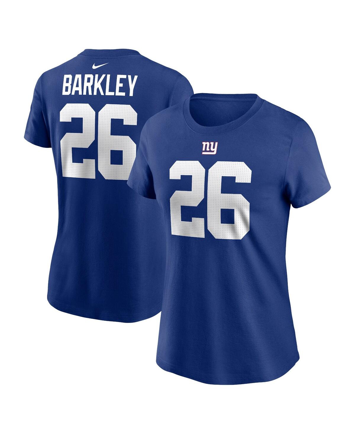 Shop Nike Women's  Saquon Barkley Royal New York Giants Player Name And Number T-shirt