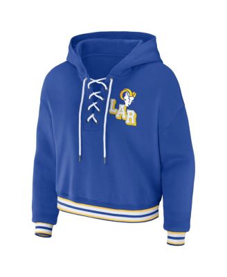 Women's Royal Los Angeles Rams Lace-Up Pullover Hoodie