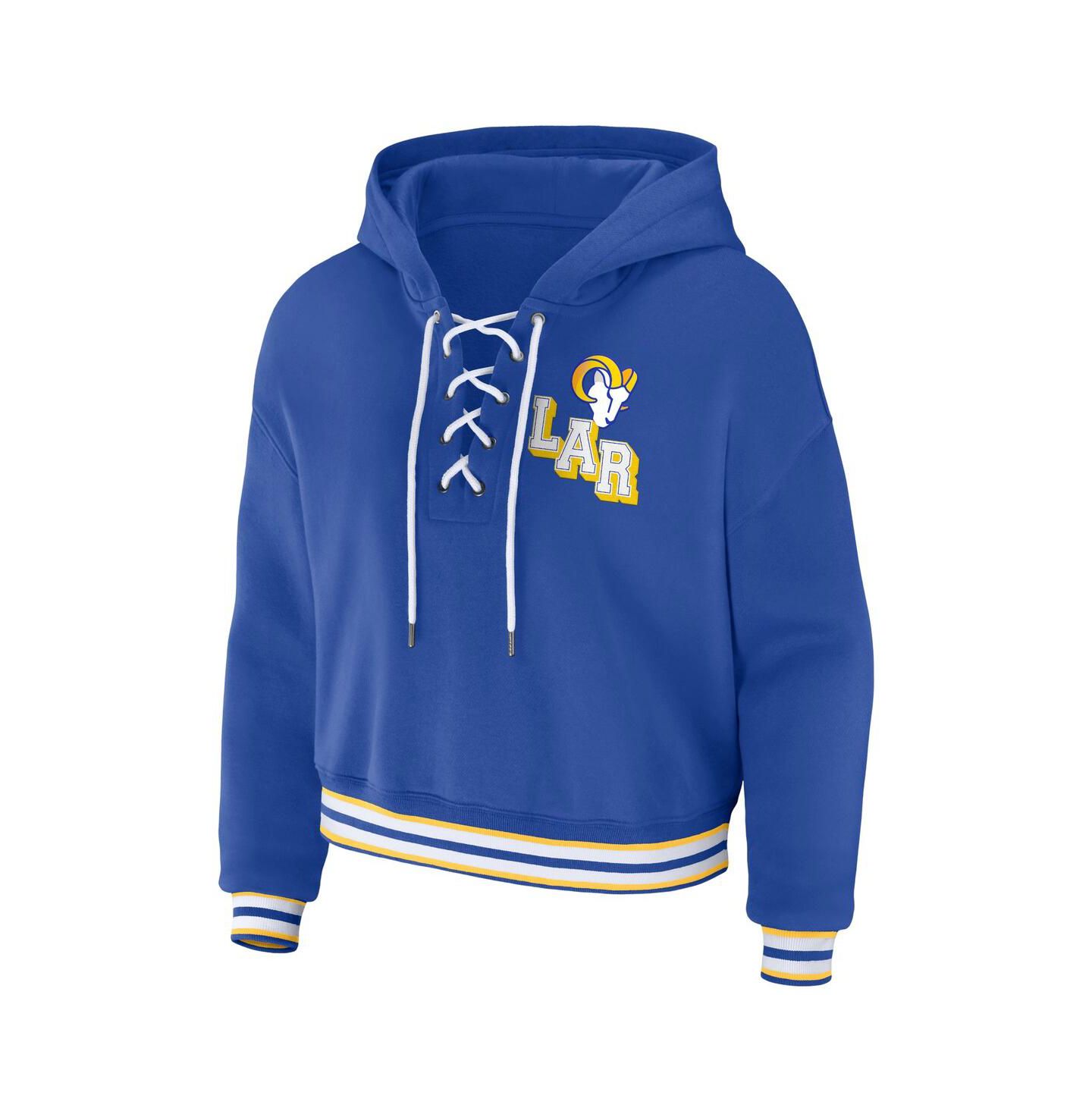 Женское худи WEAR by Erin Andrews Royal Los Angeles Rams Lace-Up Pullover — фото 2