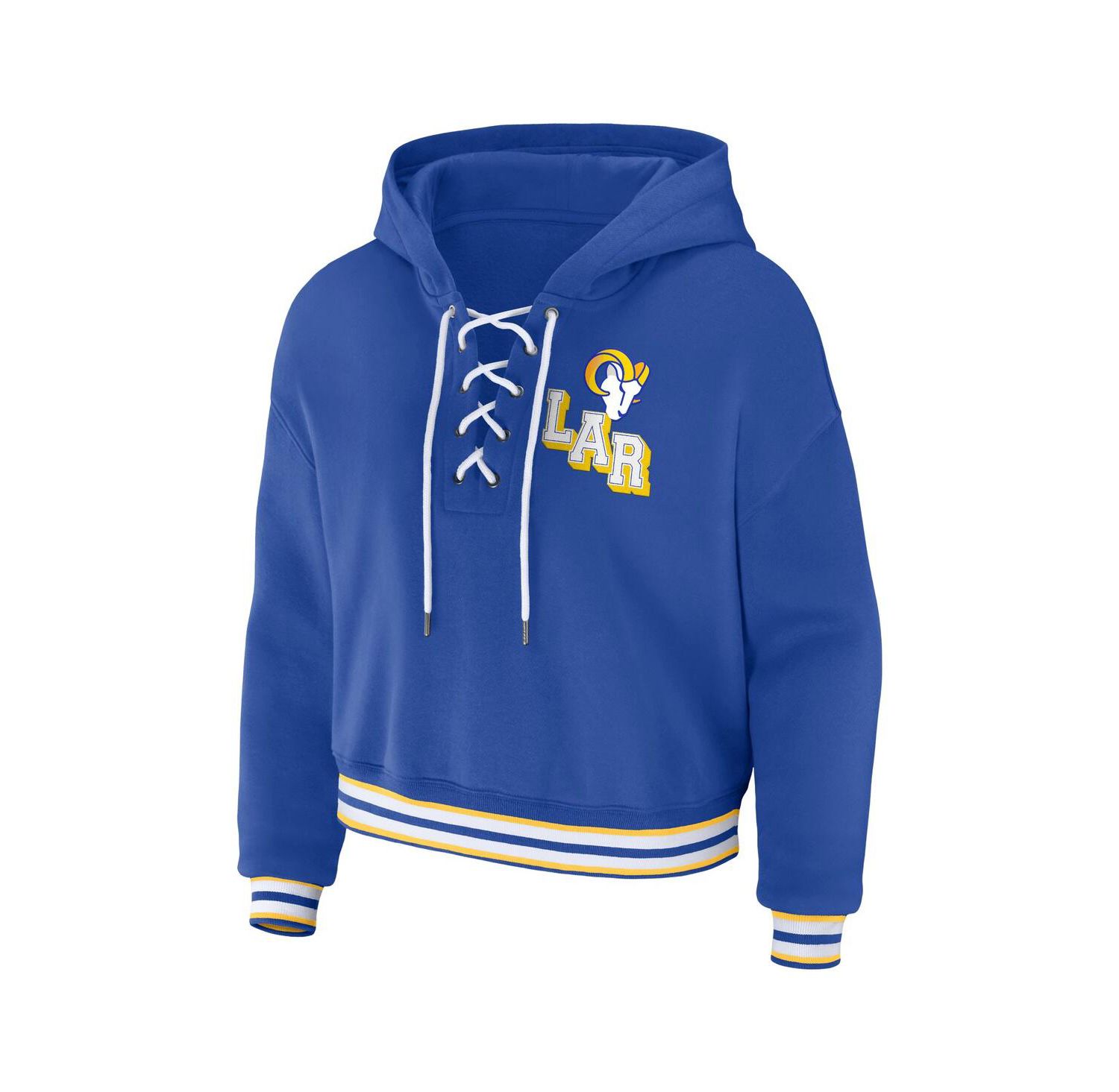 Women's Royal Los Angeles Rams Lace-Up Pullover Hoodie