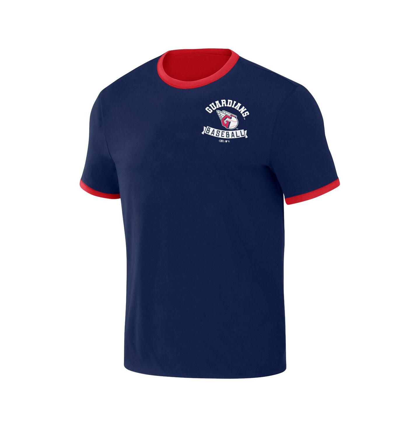 Мужская футболка Fanatics Darius Rucker Collection by Navy, Red Distressed Cleveland Guardians Two-Way Ringer Reversible — фото 4