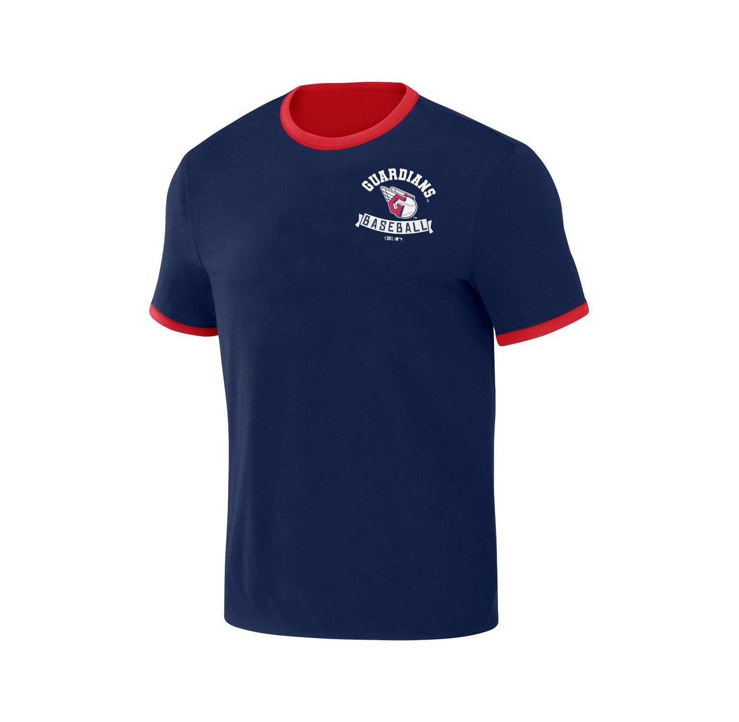 Men's Darius Rucker Collection by Navy, Red Distressed Cleveland Guardians Two-Way Ringer Reversible T-shirt