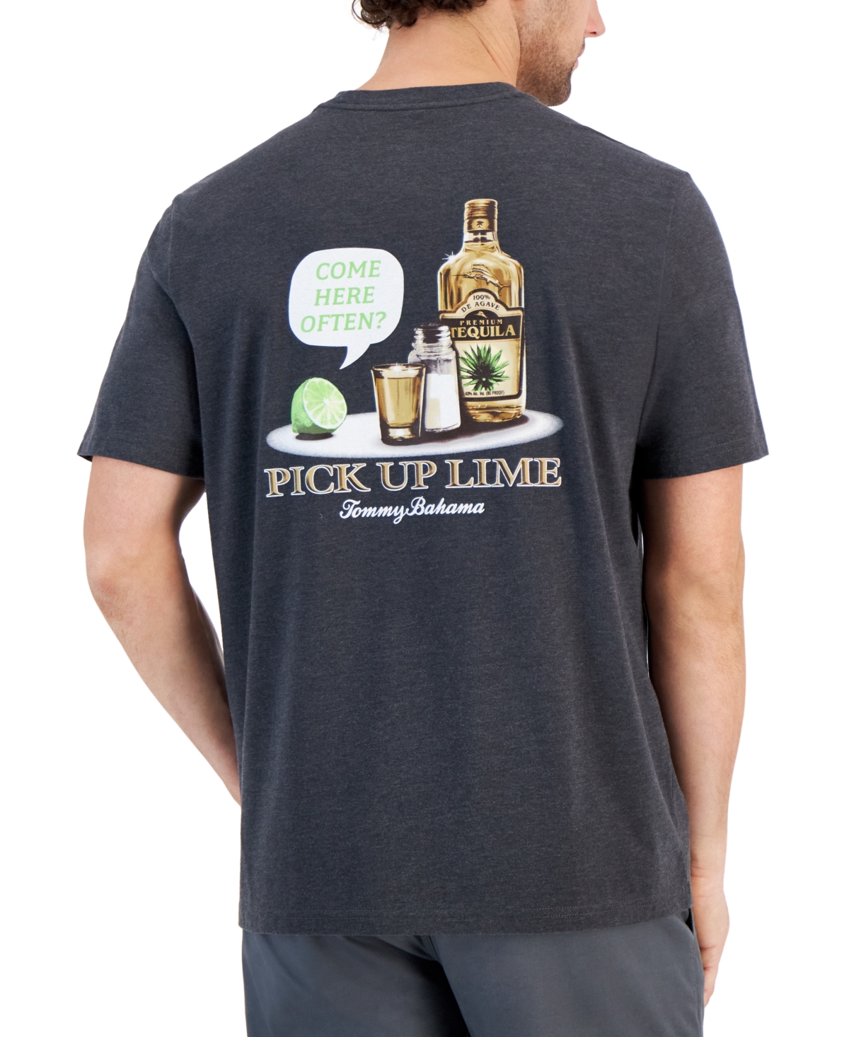 Shop Tommy Bahama Men's Pick Up Lime Graphic T-shirt In Coal Heather