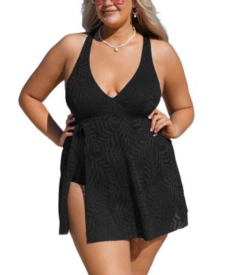 Women s Emerge Crochet Cross Back Plus Size Swim Dress Macy s