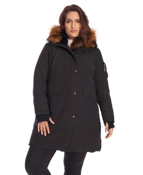 Женские куртки Alpine North Plus Size Laurentian Long Parka Winter With Faux Fur Hood