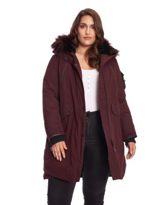 Plus Size Laurentian Long Parka Winter With Faux Fur Hood
