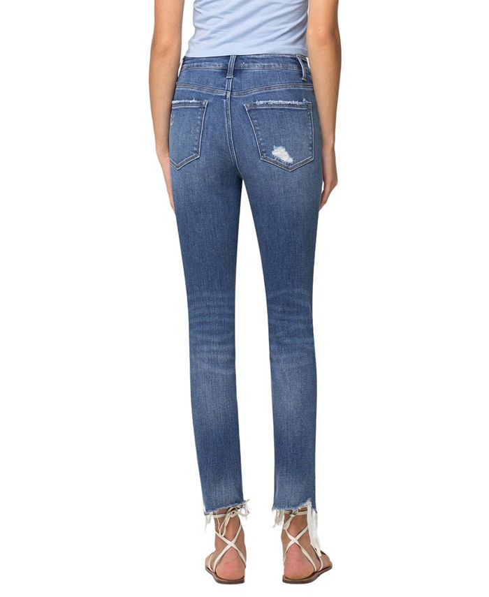 Flying Monkey Women's High Rise Distressed Hem Slim Straight Jeans - Macy's