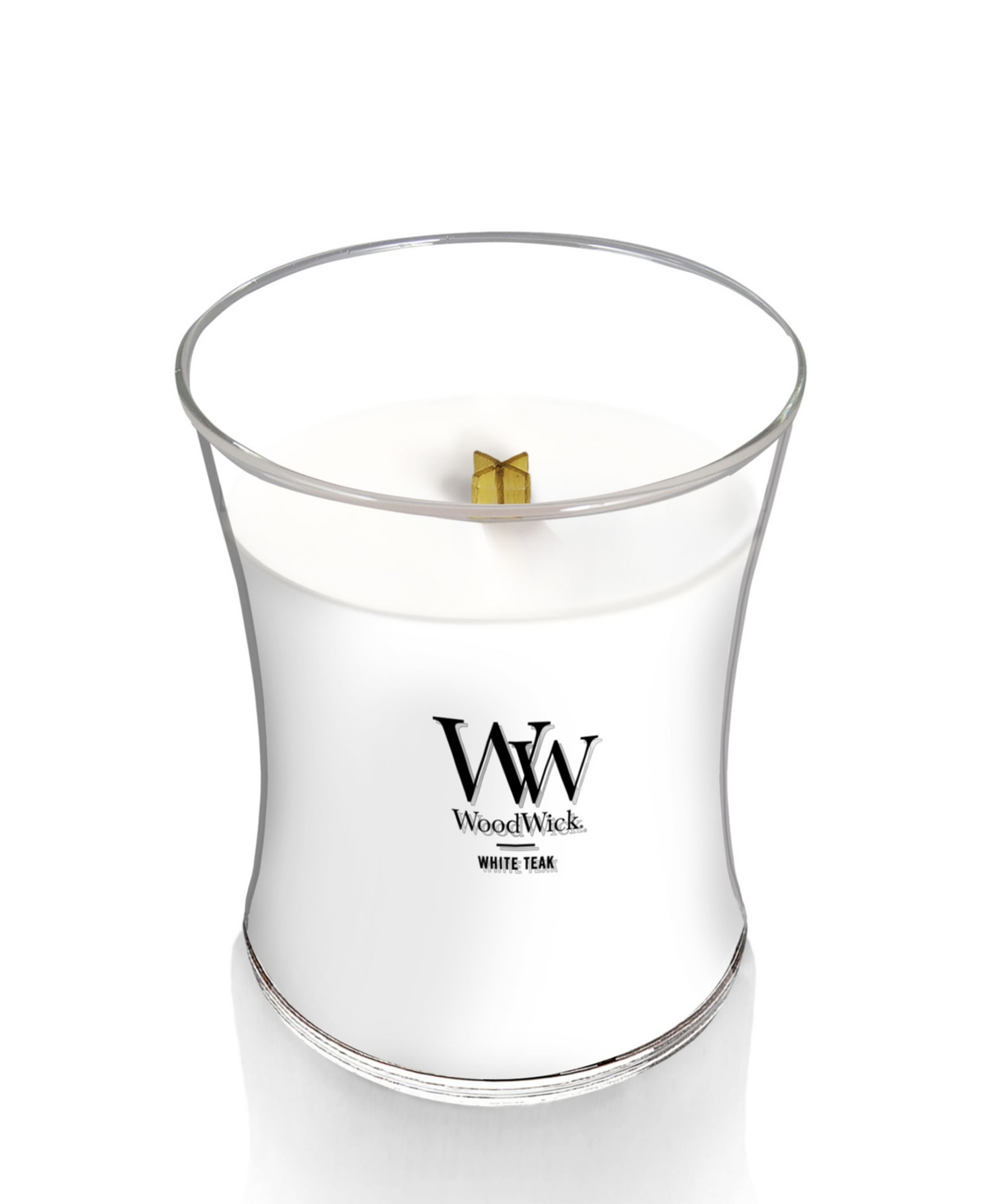 Shop Woodwick Candle Woodwick White Teak Medium Hourglass Candle, 9.7 oz