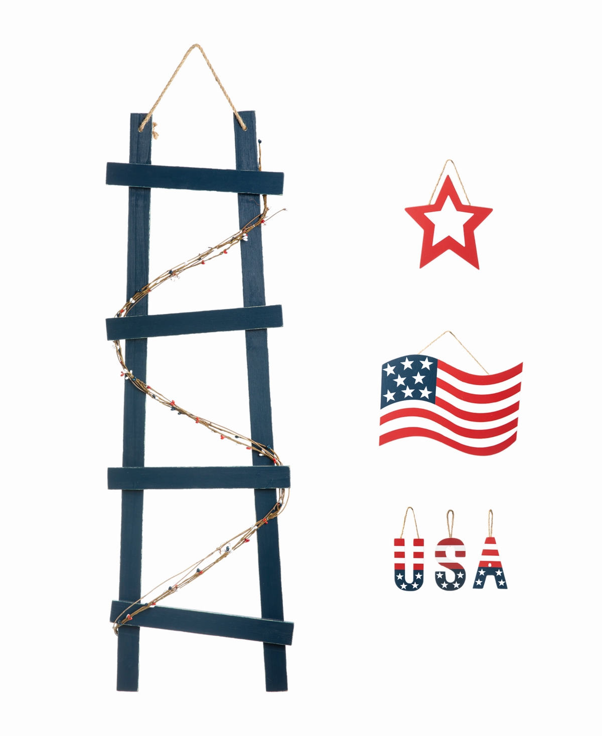 Glitzhome H Patriotic, Americana Ladder-Shaped 