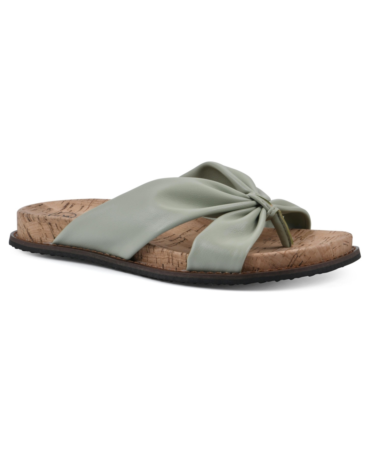 Shop White Mountain Malanga Thong Sandals In Pale Green Smooth