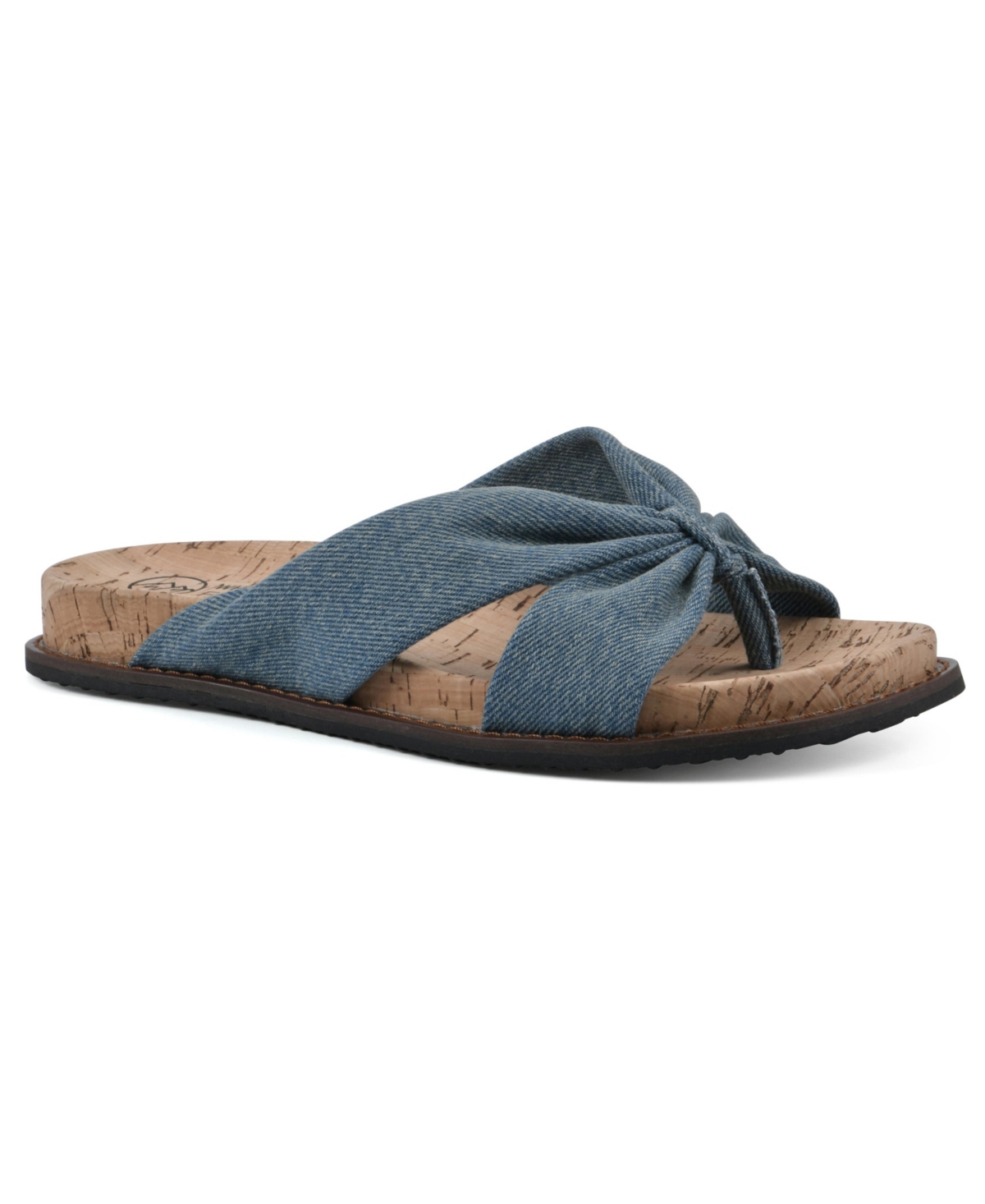 Shop White Mountain Malanga Thong Sandals In Denim Blue Fabric