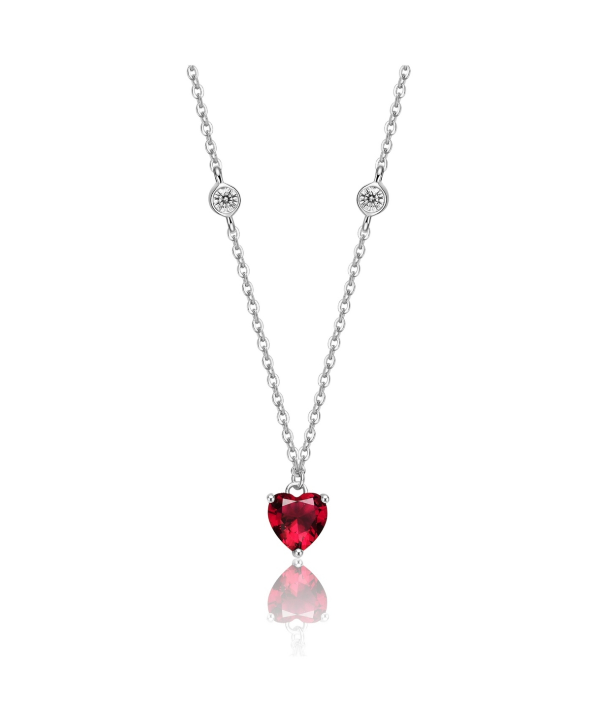 Gigi Girl Teens Sterling Silver White Gold Plated and Colored Cubic Zirconia Heart Necklace - Green