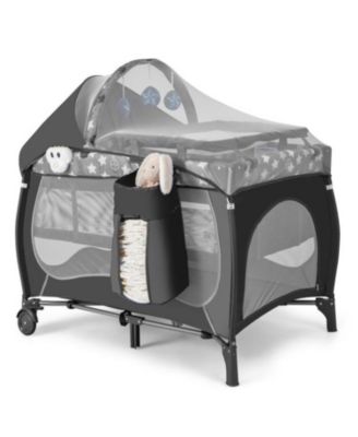 5-in-1 Portable Baby Playard with Bassinet and Adjustable Canopy