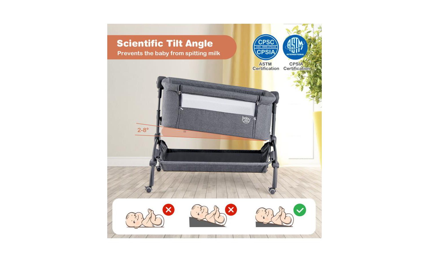 3 in 1 Infant Bassinet with Adjustable Height and Secure Double Lock