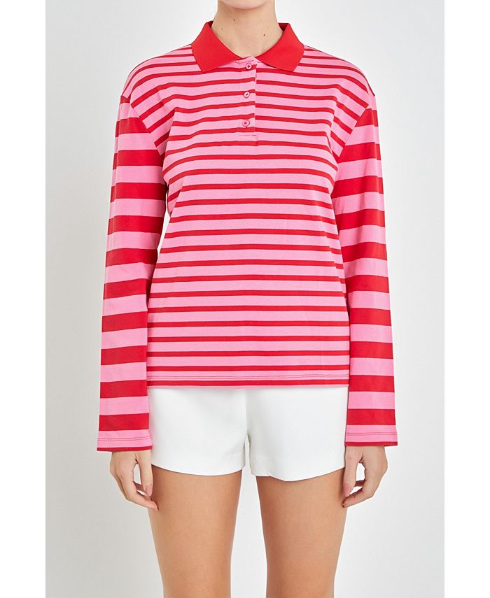 English Factory Women's Stripe Long Sleeve Knit Top Macy's