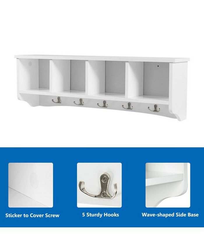 Slickblue WallMounted Storage Hanging Entryway Shelf Coat Rack