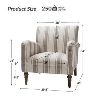 Erdahl Contemporary Arm Chair Stripe with wooden legs