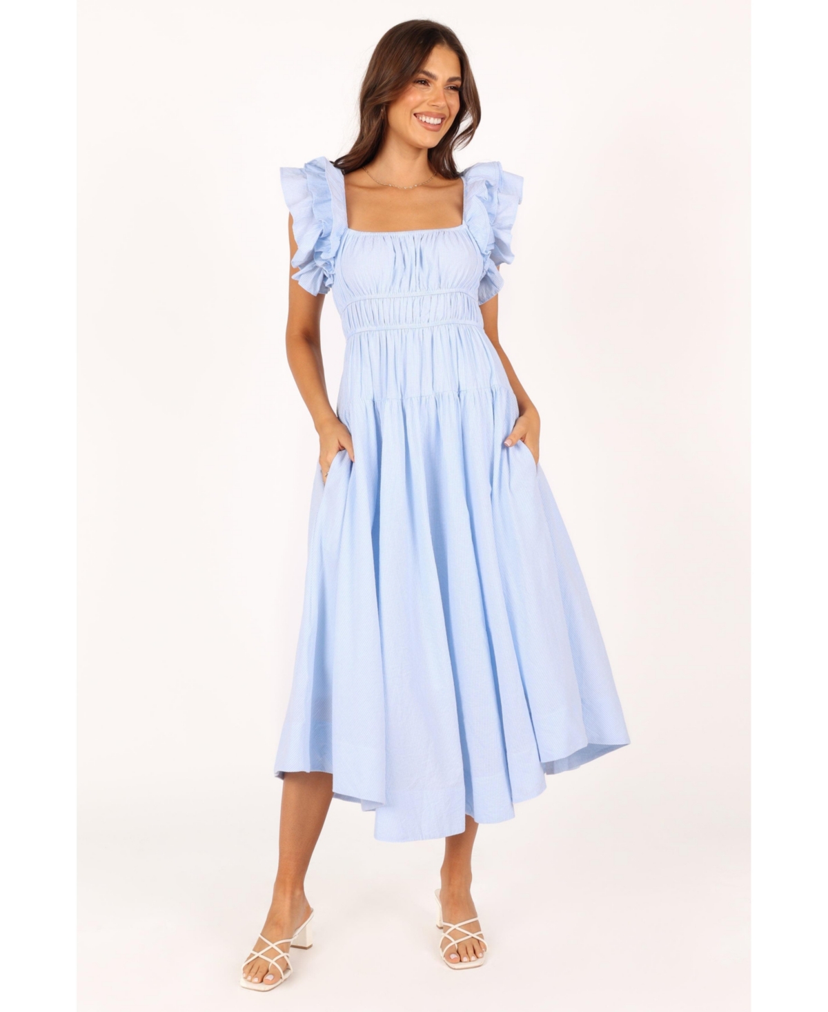 Linda Midi Women's Dress - Blue stripe