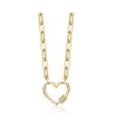 Gigi Girl Kids/Young Teens 14K Gold Plated Cubic Zirconia Heart Charm Necklace - Gold