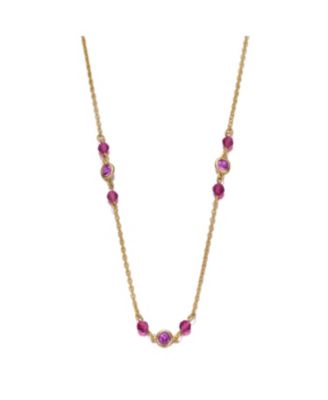 Elegant Sterling Silver 14K Gold Plated Necklace with Red Sparkling Cubic Zirconia