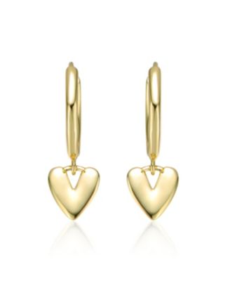 Kids 14k Yellow Gold Plated Heart Dangling Earrings