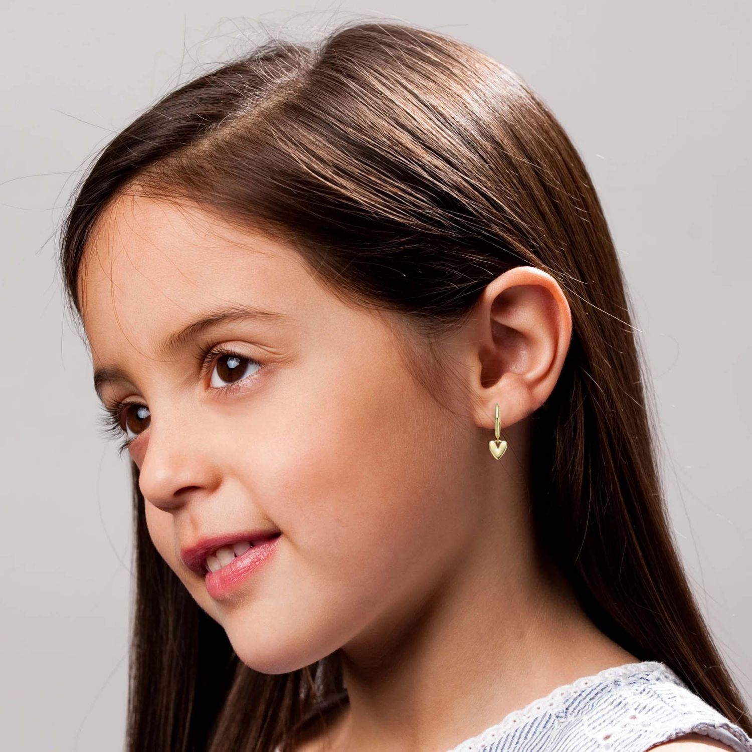14K Gold Plated Mini Puff Heart Charm Huggie Hoop Earrings